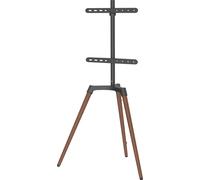 Support TV, forme chevalet de peintre - écran orientable - jusqu'à 65 pouces - marron et noir