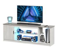 Support TV LED de 145 cm pour TV de 55/60/65"" avec Armoire pour PS5, Moderne, avec étagères en Verre réglables, pour Salon, Chambre