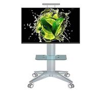 Support TV mobile à roulettes pour téléviseurs de 32 à 70", réglable, inclinable et pivotant, peut supporter jusqu'à 80 kg, finition blanche
