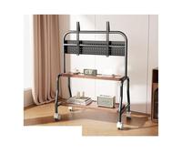 Support TV Mobile avec Chevalet for Téléviseur, Compatible avec Les Écrans Plats De 32 À 65 Pouces, Support TV Portable en Acier Inoxydable avec Verrouillage(Style 4 Black)