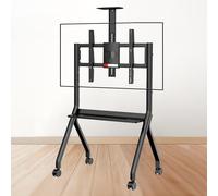 Support TV mobile avec roulettes - Chariot TV à roulettes réglables pour tableaux blancs interactifs - 4 roulettes verrouillables - Design élégant pour bureau, salle de classe, utilisation à domicile
