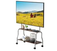 Support TV Mobile avec roulettes pour écrans Plats incurvés de 32 à 75 Pouces, Chariot Roulant étagères Rangement 2 Niveaux, Support chevalet en Acier Inoxydable, capacité 110 LB la Maison Acie