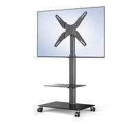 Support TV mobile avec roulettes pour téléviseurs de 55 pouces - Hauteur et angle réglables - Chariot universel LCD pour la maison, le bureau et la vente au détail - Chariot TV robuste à roulettes