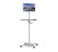 Support TV mobile avec roulettes, support de moniteur réglable en hauteur pour écrans de 10 à 34", support LCD au sol avec plateau pour clavier, parfait pour la maison et le bureau.