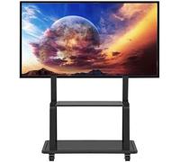 Support TV Mobile avec roulettes Support TV Universel avec roulettes Rangement, Chariot Universel pivotant Noir pour téléviseurs à écran Plat Plasma/LCD/LED OLED 55/95", Charge 180 kg Meuble TV