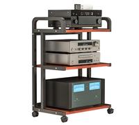 Support TV mobile Hi-Fi audio vidéo à 3/4/5 niveaux à roulettes - Étagère de rangement multimédia multifonction - Affichage des composants AV - Parfait pour le bureau et le salon (noir)