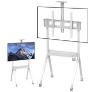 Support TV mobile pour écrans de 42 à 120 pouces, chariot inclinable pouvant supporter 120 kg, support au sol réglable avec étagère