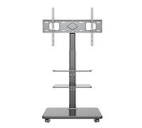 Support TV Mobile Réglable en Hauteur avec roulettes, Double Plateau for Appareils Audiovisuels, Support TV Roulant for Chambre À Coucher