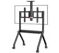 Support TV Mobile Roulettes,Support Tableau Blanc Interactif,Chariot TV à Roulettes Réglable En Hauteur,Avec Quatre Roulettes Verrouillables Roues Verrouillables,Pour Bureau,Salle Classe 55-100in