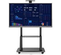 Support TV Mobile Support TV Roulant avec 2 éères, Support TV Universel Mobile pour écran Plat LED/LCD/Plasma, Hauteur réglable, 32/49/55/65 Pouces, Noir