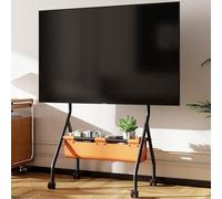 Support TV mobile, support TV roulant avec roulettes, chariot TV mobile avec étagères de rangement, chariot TV roulant pour TV de 40 à 75 pouces, support TV au sol pour chambre à coucher, bureau
