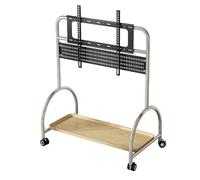 Support TV mobile sur roulettes pour téléviseurs de 60 à 120 pouces - Hauteur réglable - Chariot roulant portable universel en acier inoxydable - Finition marron - Convient pour la maison et le bureau