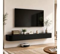 Support TV Mural 180cm Meuble TV Suspendu Flottant avec Grand Rangement Fermé Banc Télé Mural Moderne Console Multimédia pour Salon À Coucher Bureau Et Téléviseurs 43 À 95 Pouces(Black,160cm)