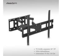 Support TV mural inclinable et pivotant à double bras portant 50Kg/600x400mm 32 ""-86""(81 à 190 cm)