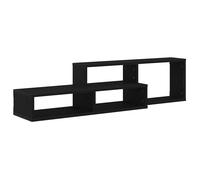 Support TV mural moderne - vidaXL - Bois d'ingénierie - 120x25x28,5 cm - Noir Aspect Chêne - Étagère intégrée