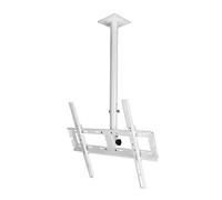Support TV Mural, Support de Plafond, capacité de Charge de 34 kg, Compatible avec écran LED de 32 à 55 Pouces, avec étagère et Poteau réglable en Hauteur, Blanc, 1 m