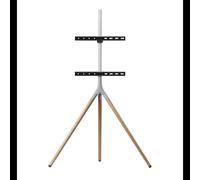 Support TV One For All WM 7472 trépied pivotant 360° 32-65" réglable en hauteur bois chêne et acier gris
