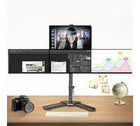 Support TV, Plateau de Table à Mouvement Complet avec Gestion du Harnais, Coussinet de Protection antidérapant sur Le Dessous, Base TV de Table adaptée aux écrans LED de 10 à 27 Pouces, Beaux Paysage