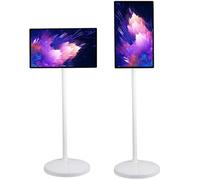 Support TV portable sur roulettes, compatible avec Google Play Store, rotation complète, écran tactile, batterie intégrée, tablette TV intelligente à roulettes, caméra 4K, télécommande 21.5in-8G128G