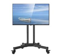 Support TV pour téléviseur de 55 à 65 Pouces, Support TV Mobile Noir sur roulettes pour Chambre à Coucher, Salon, Chariot TV Roulant réglable en Hauteur, Peut contenir 110 LB Beautiful Scenery