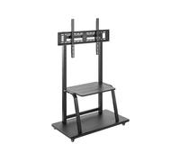 Support TV Premium Ewent en Acier, Support Mobile sur roulettes pour Écrans Plasma/LED/LCD de 55-120 Pouces, Support TV de Sol jusqu'à 150 Kg, Réglable en Hauteur et en Largeur, avec 2 Étagères