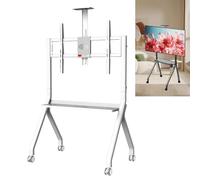 Support TV réglable avec roues verrouillables Chariot roulant universel pour tableaux blancs interactifs intelligents Parfait pour le bureau, la salle de classe et une utilisation à la maison Blanc