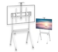 Support TV roulant avec rangement en panneau perforé, hauteur réglable, support mobile pour téléviseurs et ordinateurs portables, solution portable pour divertissement à domicile