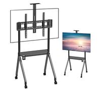 Support TV roulant avec rangement en panneau perforé, hauteur réglable, support mobile pour téléviseurs et ordinateurs portables, solution portable pour divertissement à domicile