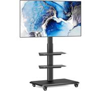 Support Tv Roulette Avec Support Cantilever Pour Ecran De Télé De 26 À 65 Pouces Led Lcd Plasma Chariot Meuble Tv Pied Universel Pivotant Réglable En Hauteur Avec 3 Étagères[Audio848]