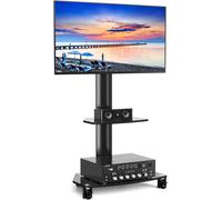 Support Tv Roulettes Avec Support Cantilever Chariot Tv Pour Ecran Télé 27-70 Pouces - Support Tv Sur Pied Avec Étagères Peut Supporter 50 Kg, Vesa 400X400 Mm