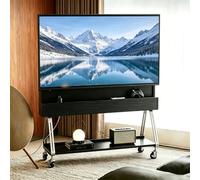Support TV roulettes pour 55-65 Pouces, Tele sur Pied Roulette Charge Max 100 kg,Chariot Télé Mobile,Armoire Basse Moderne en Bois, Banc TV Table pour Salon ou Chambre(Black)