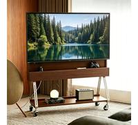 Support TV roulettes pour 55-65 Pouces, Tele sur Pied Roulette Charge Max 100 kg,Chariot Télé Mobile,Armoire Basse Moderne en Bois, Banc TV Table pour Salon ou Chambre(Brown)