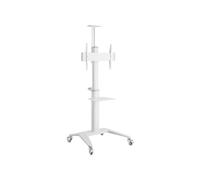 Support TV Sol Gembird TVS-70T-02-W 37-70'' Aluminium Blanc avec Roulettes, VESA max 600x400, Tablette Réglable, Dimensions 890x2157x760mm
