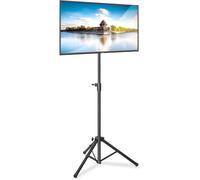 Support TV, Support TV Portable et pliable, Support TV Pied pour Écran plat LCD LED Jusqu'à 32"", Inclinaison à 360°, Hauteur Réglable, Capacité de Poids de 10 kg, VESA 200x200, 220x220