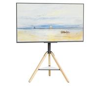 Support TV sur Pied avec Étagère Marbre: Trépied TV Bois Intérieur pour 40-75 Pouces Pieds TV Universel Réglable en Hauteur VESA 600x400mm Charge 40kg