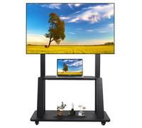 Support TV sur Pied Meuble TV Roulant pour 32-75 Pouces Plat/incurvé LED/LCD/OLED Hauteur réglable Support TV roulettes Jusqu’à 45kg Meuble TV au Sol avec étagère DVD Blanc