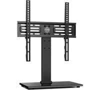 Support TV sur Pied pour Téléviseurs de 27 à 55 Pouces, 6 Réglages en Hauteur de Pied TV Universel avec Base en Verre Trempé jusqu'à 40 kg,Max VESA 400x400 mm