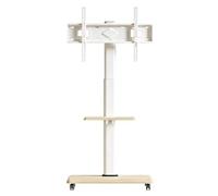Support TV sur Pied, Rotation Gauche/Droite à 30°, Hauteur Réglable | Support TV de Sol, Acier Laminé à Froid, Étagère MDF Double Couche, pour TVs de 32 à 75 pouces, VESA 600×400 mm(White)