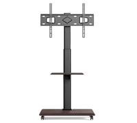 Support TV sur Pied, Rotation Gauche/Droite à 30°, Hauteur Réglable | Support TV de Sol, Acier Laminé à Froid, Étagère MDF Double Couche, pour TVs de 32 à 75 pouces, VESA 600×400 mm(Black)