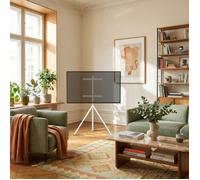 pro.tec Support TV Valle 137 x 86 x 47 cm Chevalet Télé Trépied Pivotant avec Passage de Câbles pour Écrans Jusqu'à 65 Pouces VESA Max. 400 x 400 mm Capacité de Charge 40 kg Acier Blanc