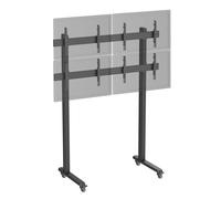 Support TV sur pieds - mur d'images 4 écrans 45''- 55'' hauteur 240cm à roulettes noir