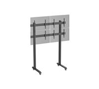 Kimex Support TV sur pieds Mur d'images 4 écrans 45''–55'' Hauteur 240 cm à roulettes Noir