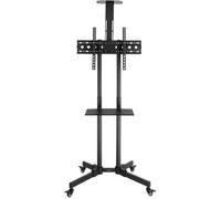 Support TV sur Roulette avec Support Cantilever Chariot TV Pied Universel Pivotant avec Étagères pour Télé 32-70 Pouces Noir