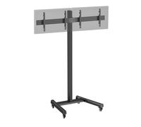 Support TV sur roulettes - 2 écrans 50'' - 55'' Hauteur 240cm noir