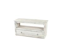 Support TV table TV lowboard étagère TV, shabby look, vintage blanc Blanc