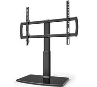 Support TV Universel avec Support Mural pour téléviseur de 32 à 70 Pouces, réglable en Hauteur sur 4 Niveaux, Base en Verre trempé très résistante, supporte des écrans jusqu'à 99lbs, HT03B-002