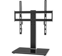 Support TV Universel de Table pour écrans LCD/LED 27 à 55 Pouces - Base en Verre trempé avec Gestion des câbles, Hauteur réglable sur 6 Niveaux, Compatible VESA 400 x 400 mm