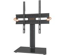 Support TV Universel pivotant pour téléviseurs LCD LED de 27 à 60" Hauteur réglable avec Base en Verre trempé et Gestion des Fils, VESA 400 x 400 mm