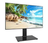 Support TV Universel pivotant/Support de Table pour téléviseurs de 13 à 39 Pouces, pivotant à 100 degrés, réglable en Hauteur sur 4 Niveaux, Base en Verre trempé très résistante