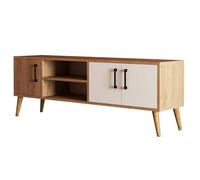 Support TV Woody Fashion - 100 % mélamine - Chêne blanc